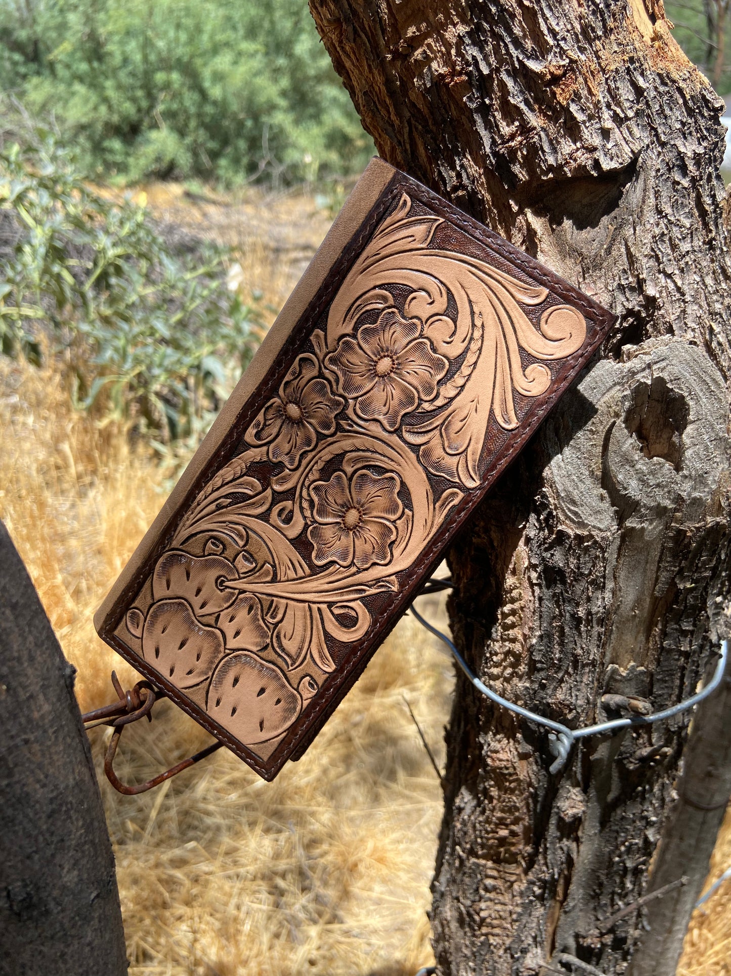 Tooled Floral and Prickly Pear Long Wallet