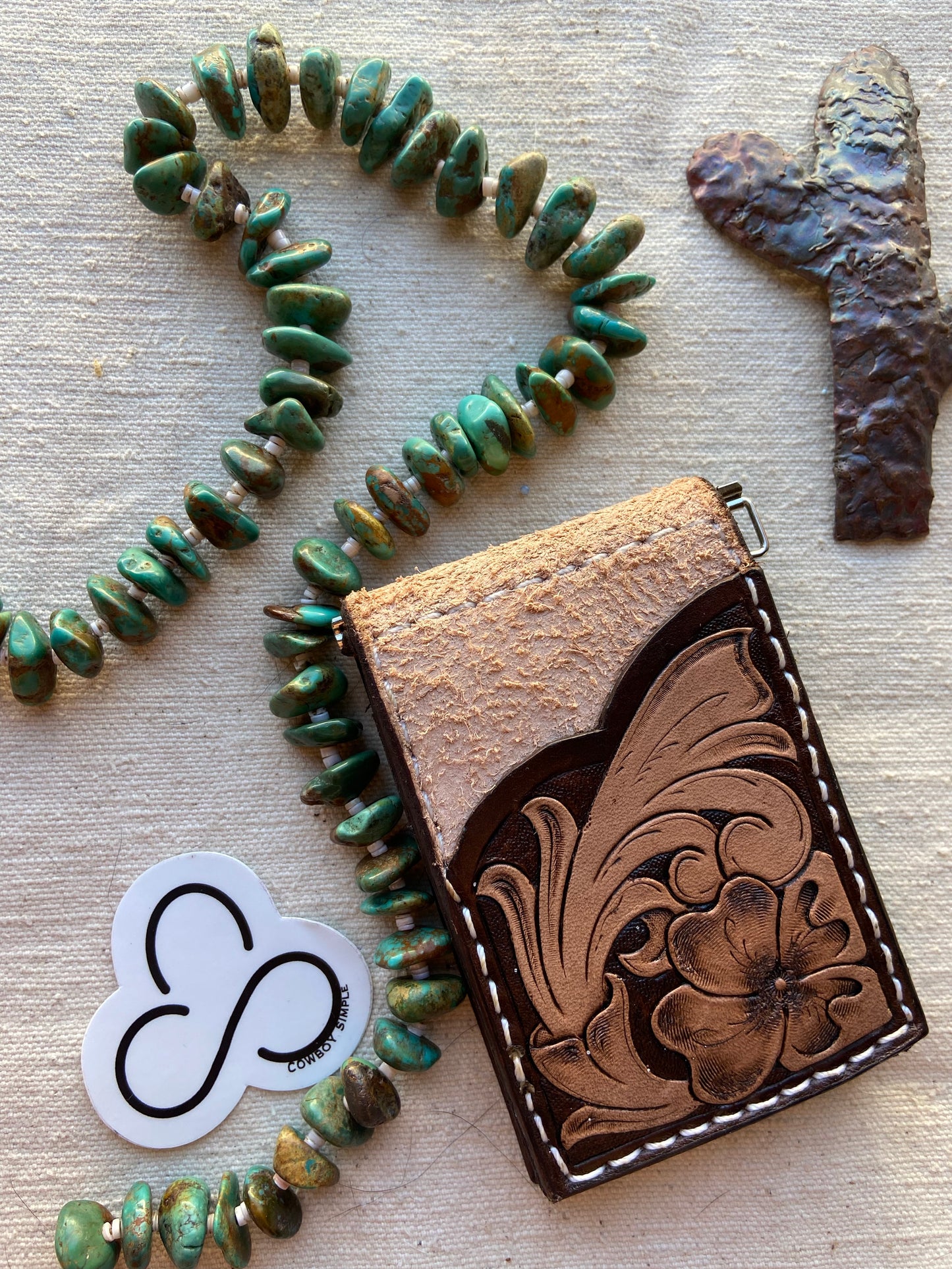 Floral Tooled Bi-Fold Wallet
