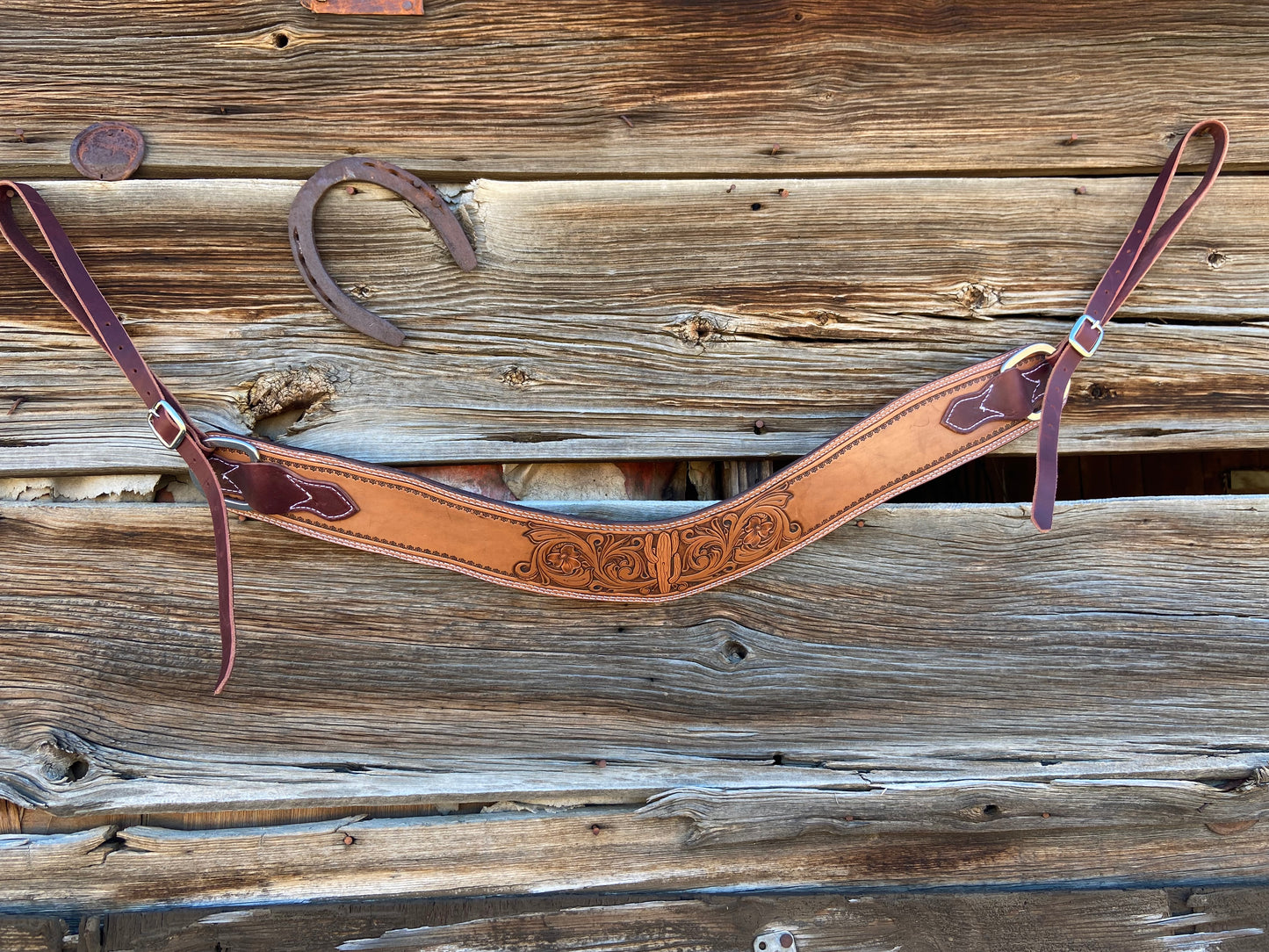 Tooled Saguaro Breast Collar