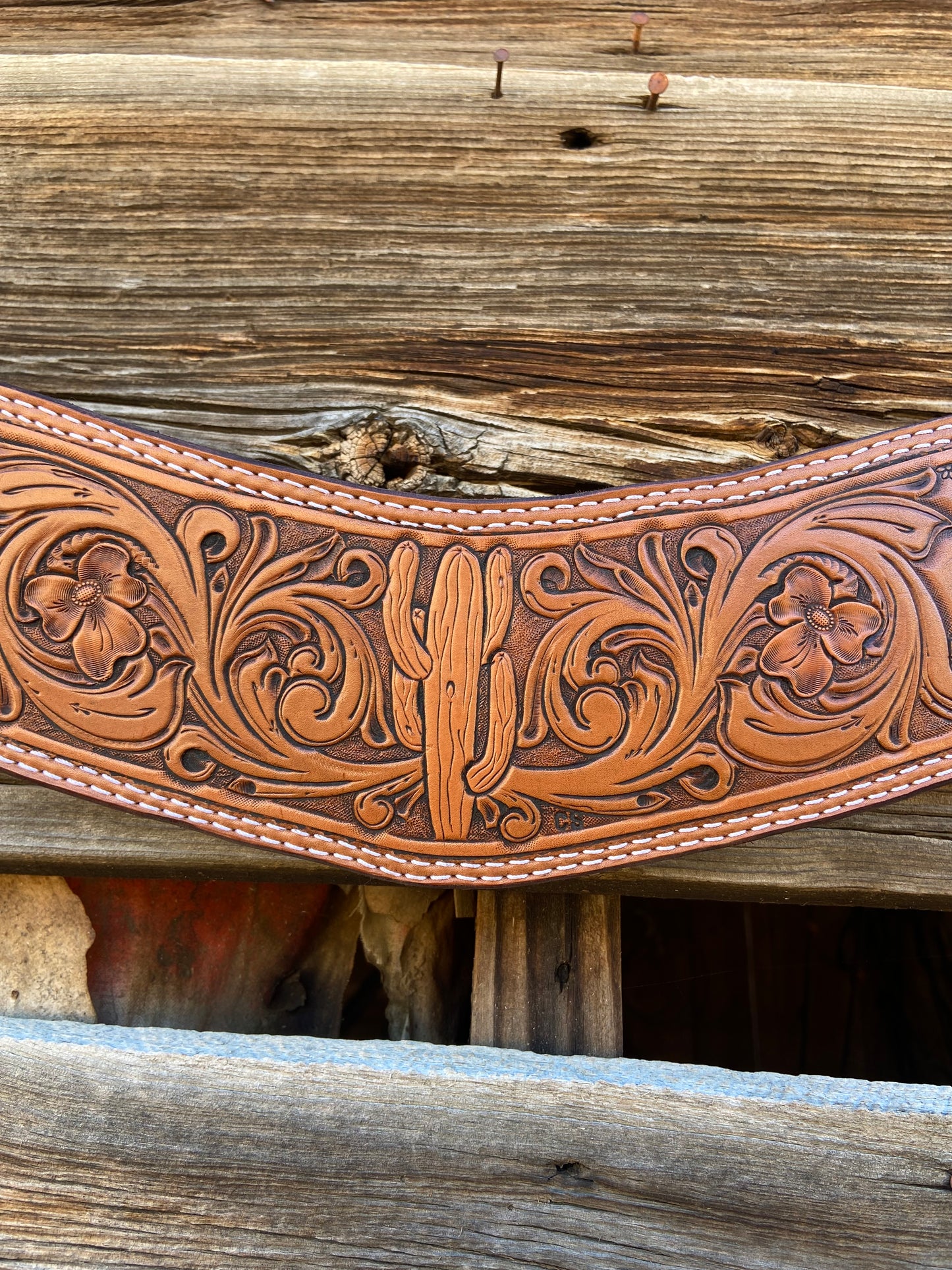 Tooled Saguaro Breast Collar