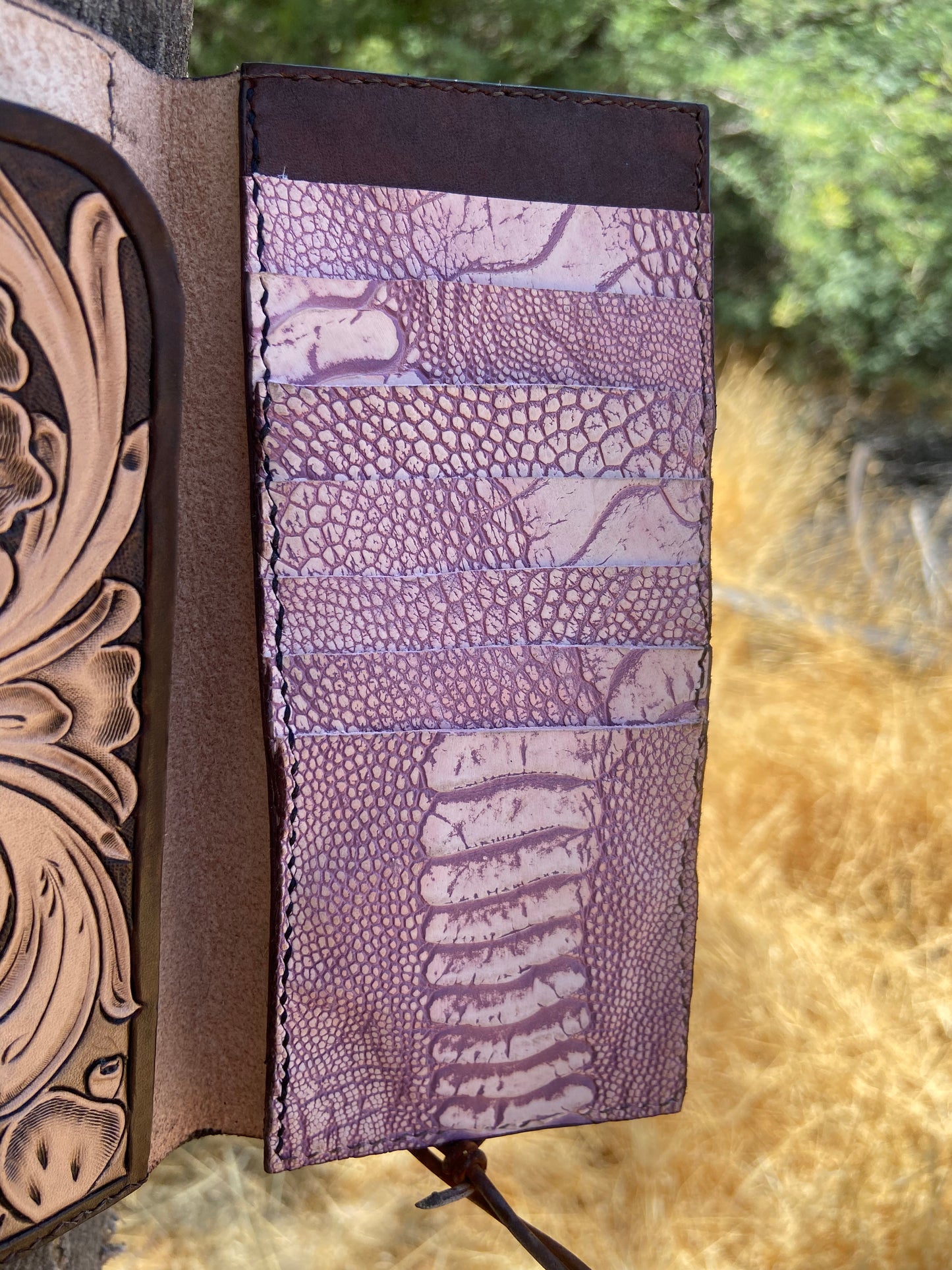 Tooled Floral and Prickly Pear Long Wallet